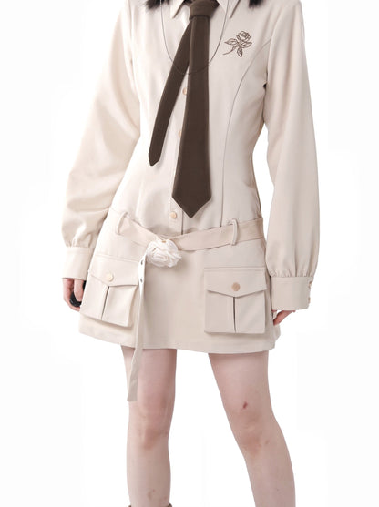 【薔薇探偵】ブラウンケープベストシャツスカートスーツ