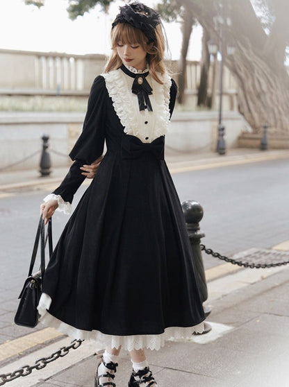 Volume Gothic Maid Lolita Dress + Ribbon