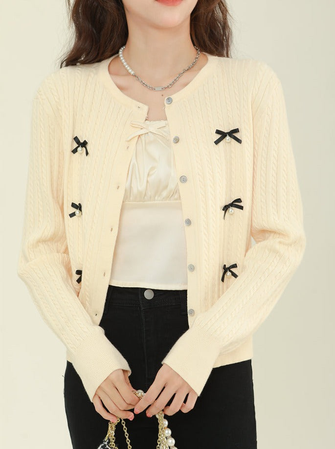 Ribbon Fresh Top College Style Sweater Cardigan