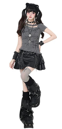 Subculture Y2K Asymmetric Neck T-Shirt