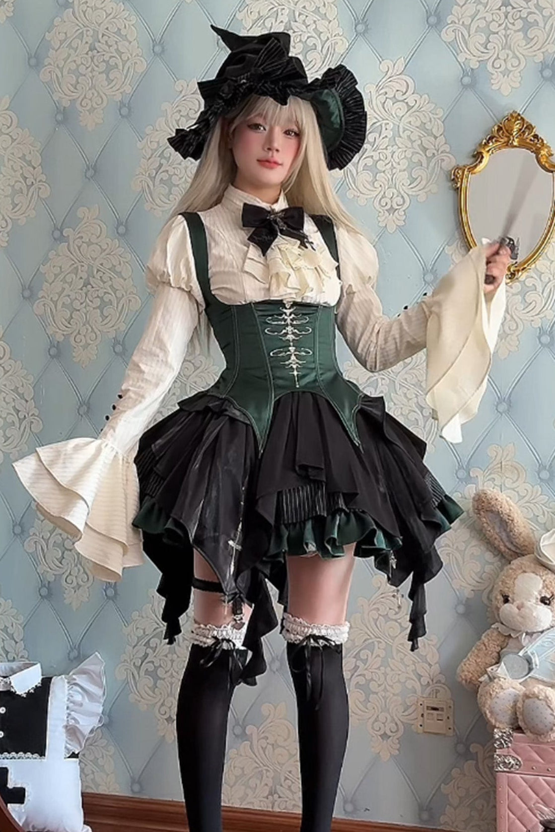 【12月3日予約締切】inverted spell contract ダークゴシックウィッチドレスフルセット＋シャツ＋ベスト＋スカート