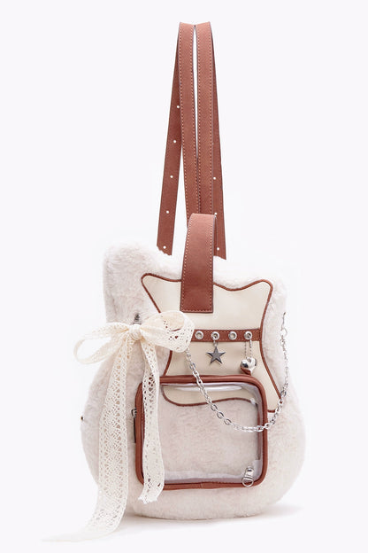 HIATUS original plush guitar pain bag creative contrast sweet cool chain shoulder crossbody backpack sweet love bag