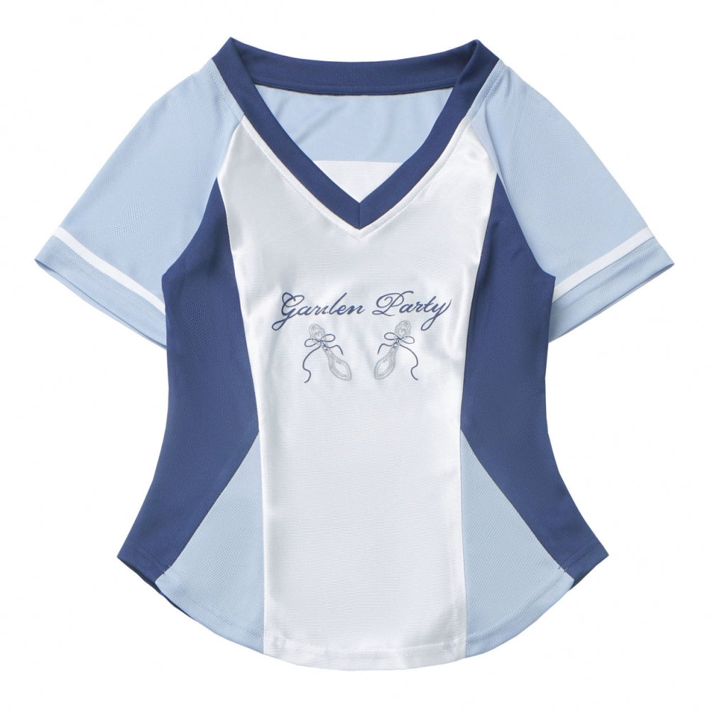 Blue Jersey Design Top + Ruffle Skirt + Hooded Top
