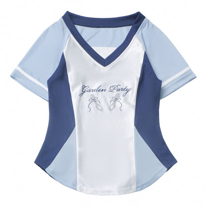 Blue Jersey Design Top + Ruffle Skirt + Hooded Top