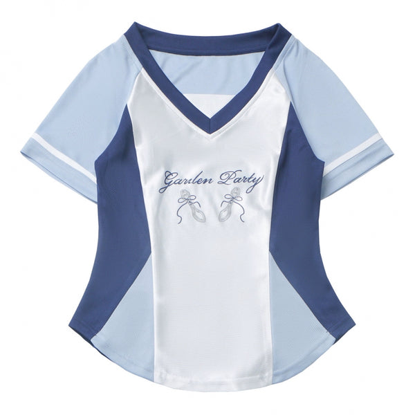 Blue Jersey Design Top + Ruffle Skirt + Hooded Top