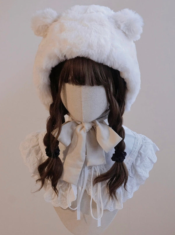 Fur Bear Bear Ribbon Hat