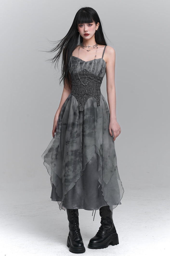 Ghost Girl Gray Suspender Dress