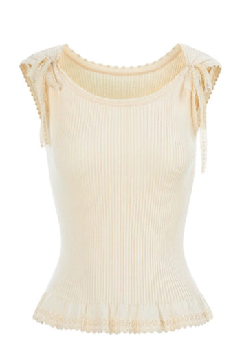 レースニットリボンショルダーキャミソール