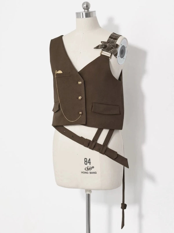 スイートクールベスト＋ブラウンシャツ＋バルーンパンツ