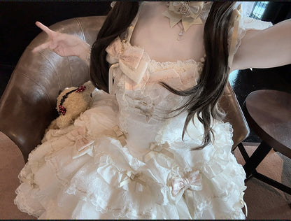 Tricolor dark gothic ribbon dress + accessories