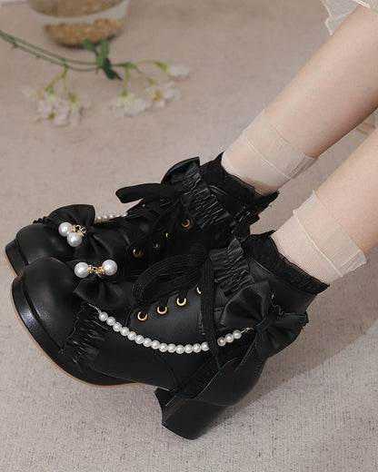 パールリボンスイートロリータブーツ