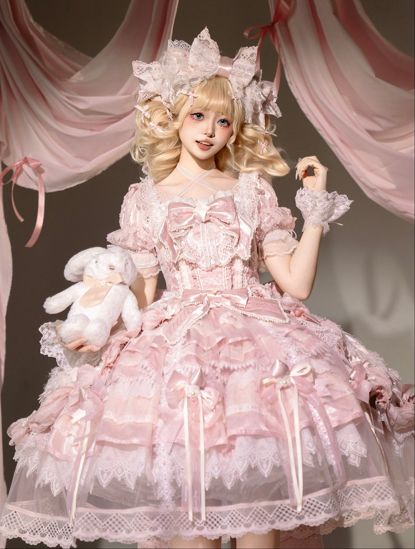 【2月26日予約締切】ラビングスノーピンクロリータロマンティックドレス＋フルセットA/B