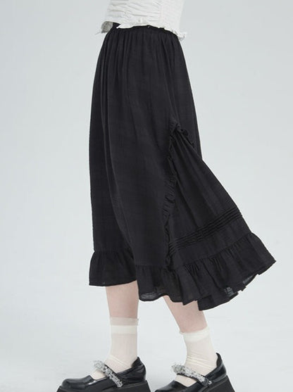 Shallot-cut black dark skirt