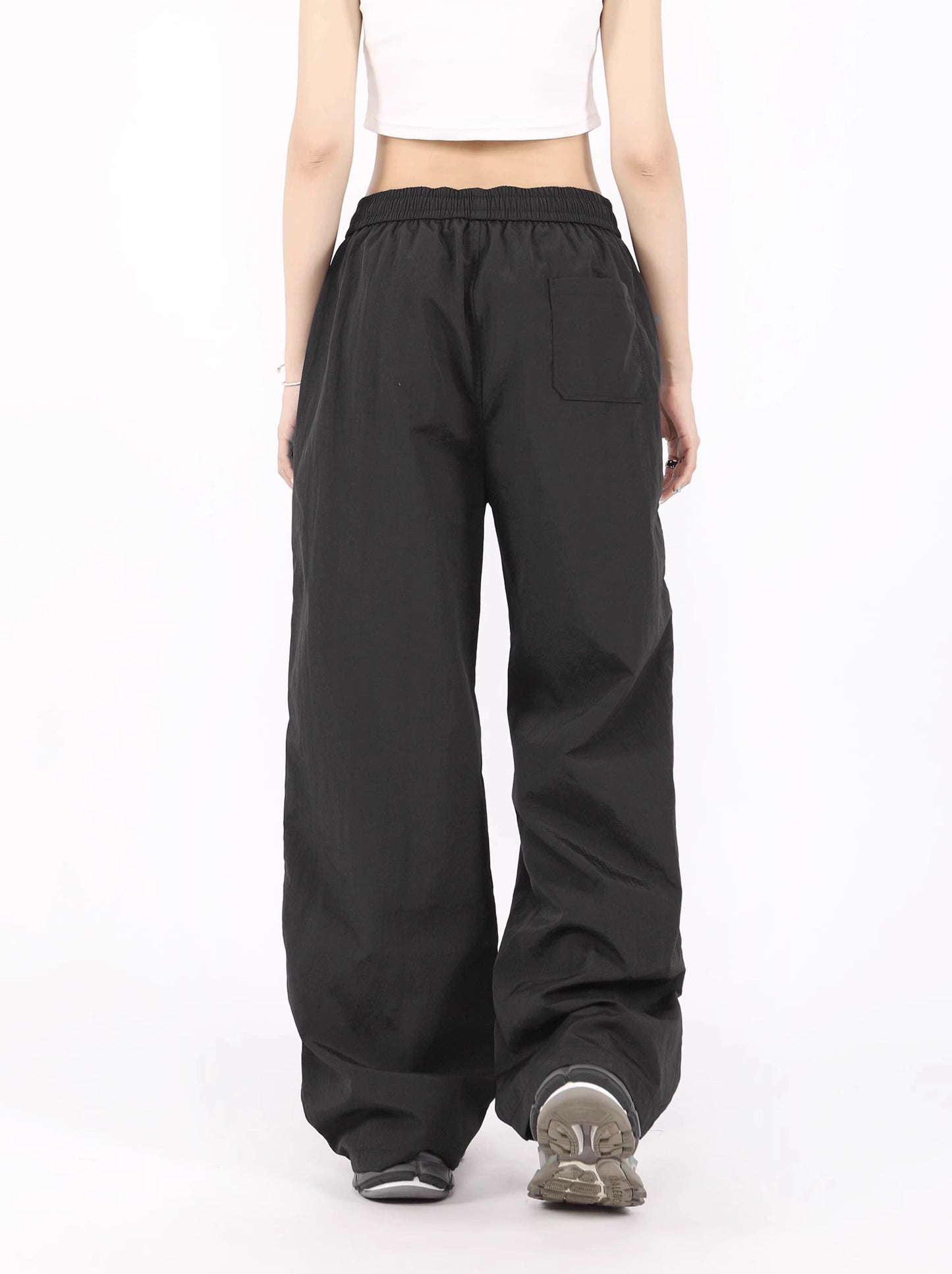 American retro casual sports parachute wide leg pants