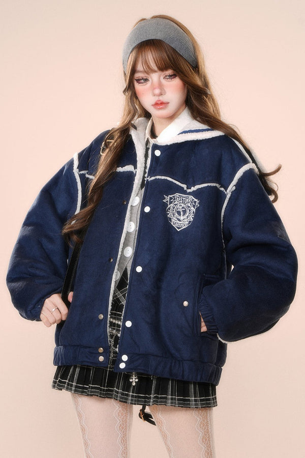 シッケンドラムウールネイビーカラーコート