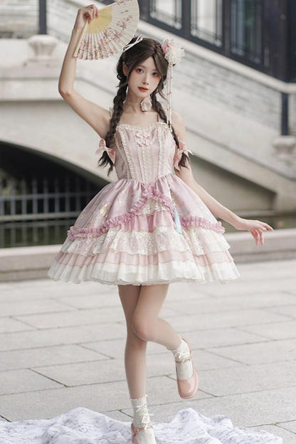 Sweet Suspender Dress + Chinese Set + Necklace + Inner + Sleeve