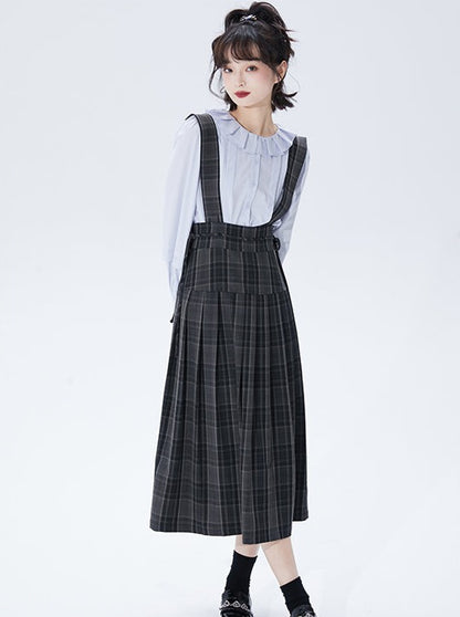 Charlotte Tailor Gray Check Suspender 2wey Skirt