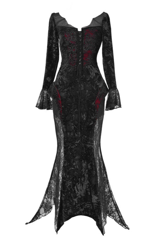 Blood Peak Gothic Dark Velvet Long Dress