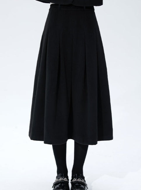 Retro Flared Line Pleated Skirt