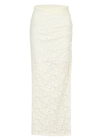 French Light Slim Mesh Top + Long Tight Skirt