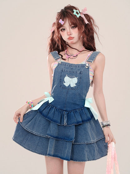 Casual Summer Tiered Princess Suspender Skirt