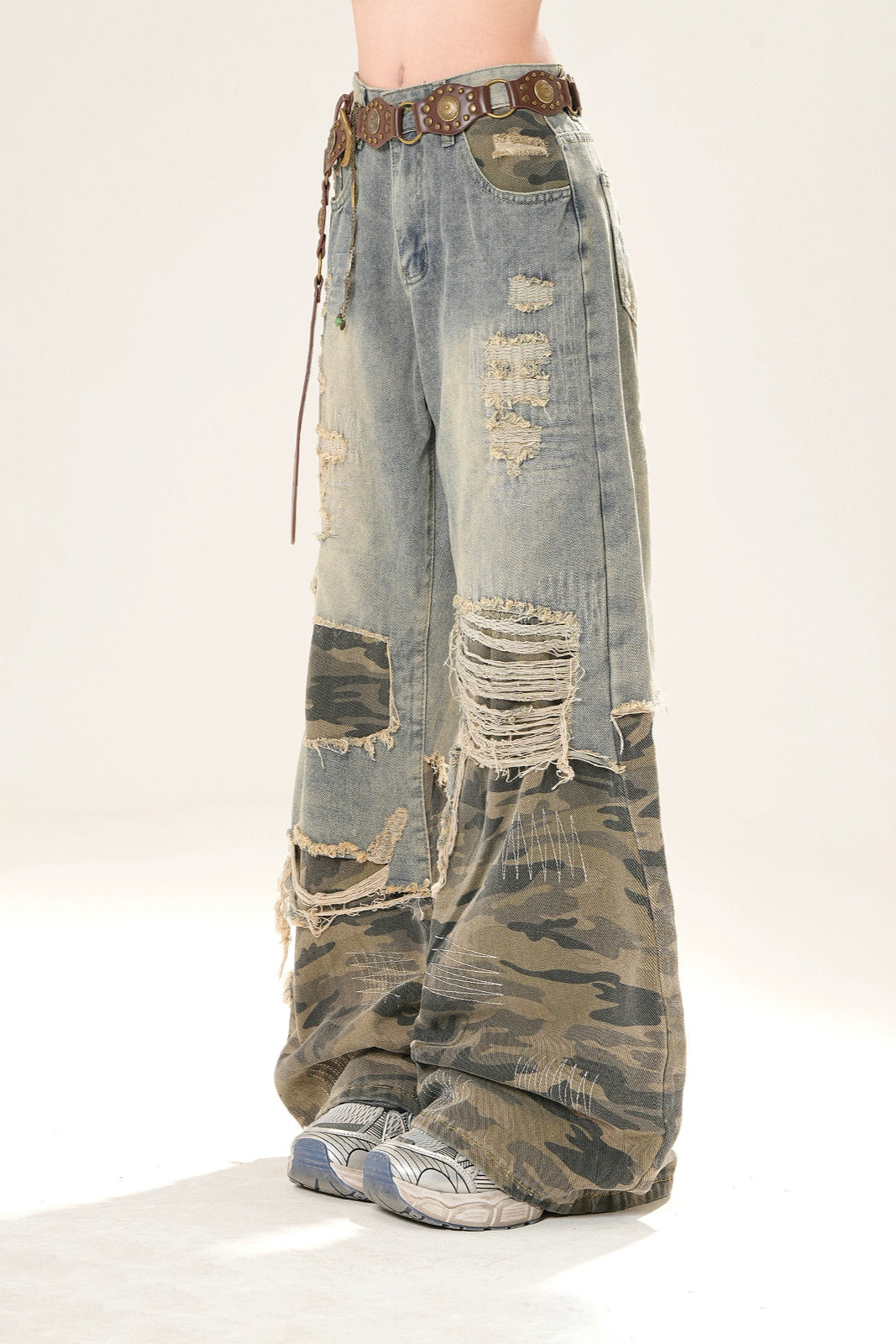 Distressed Loose Wide Leg Jeans