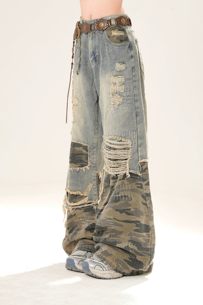 Distressed Loose Wide Leg Jeans