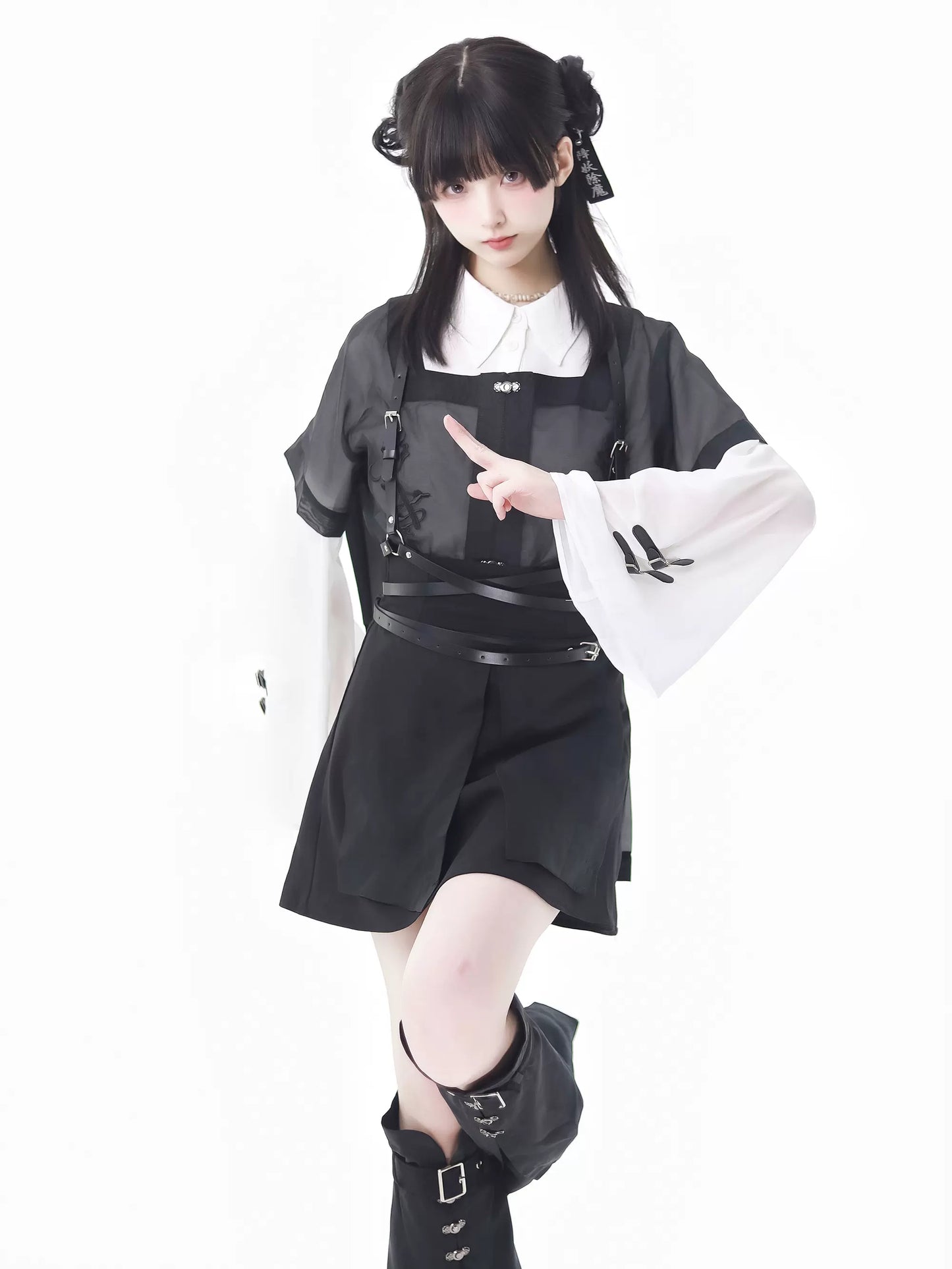 Black White New China Waist Slim Design Suit