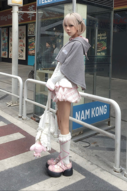 Pink Cat Ear Poncho Coat