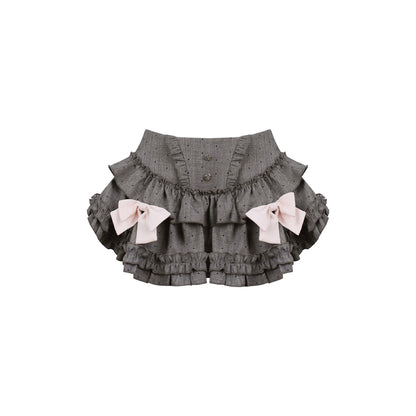 ピーチピンクコルセットトップス＋ドットケーキスカート