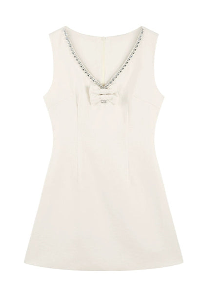 French Beaded V-Neck Sleeveless Dress