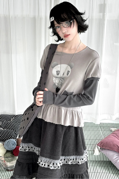 Angel Bear Top + Flare Skirt