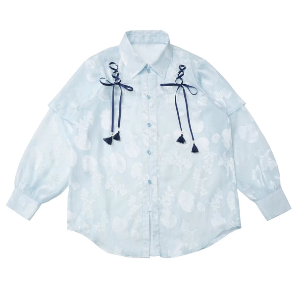Sheer Blue Marine Chiffon Set