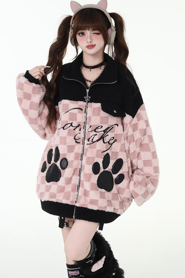 Lamb Wool Stand-Up Collar Jacket