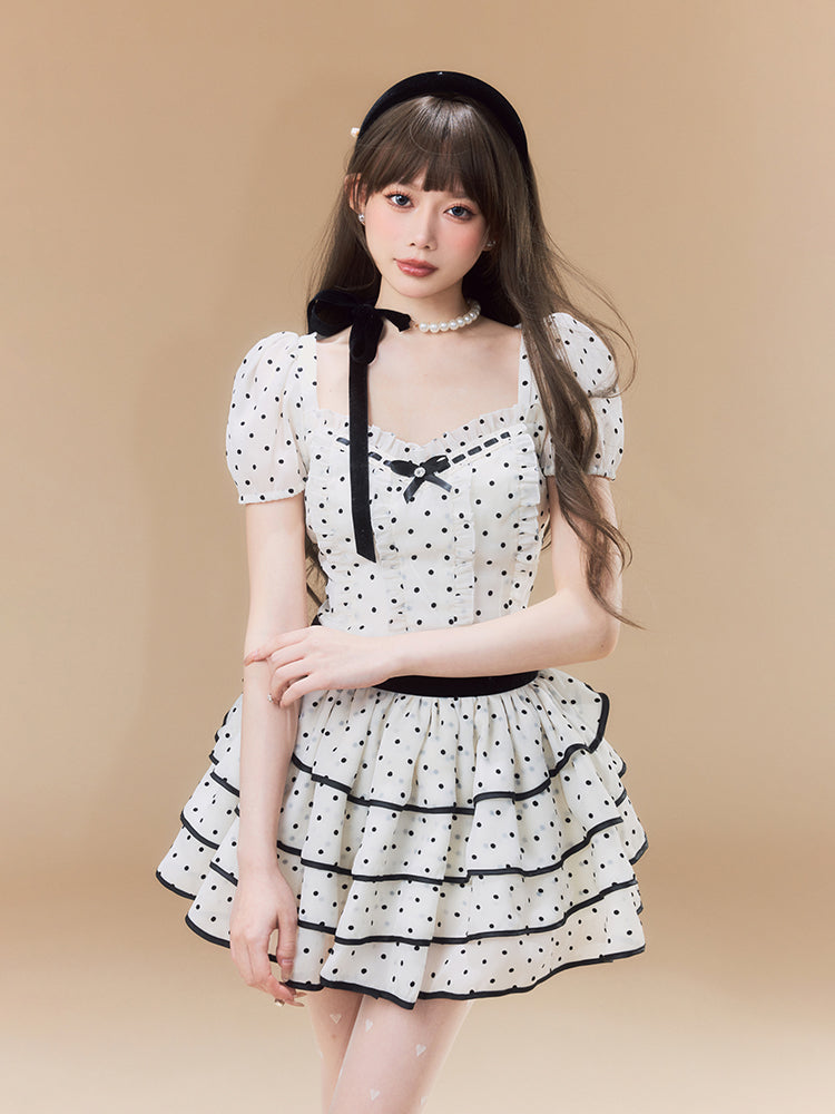 Puff Dot Tiered Dress