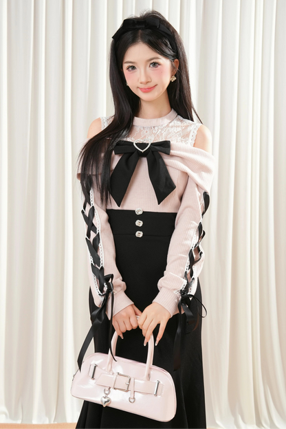 リボンマーメイドレースアップドレス