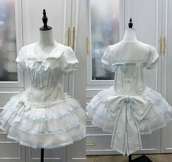 【予約商品】シーソルトラビットアクアセーラードレスセットアップ＋ヘアバンド＋リボンカチューシャ