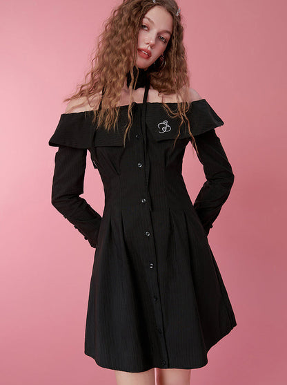 Rose Off-the-shoulder Shirt Dress