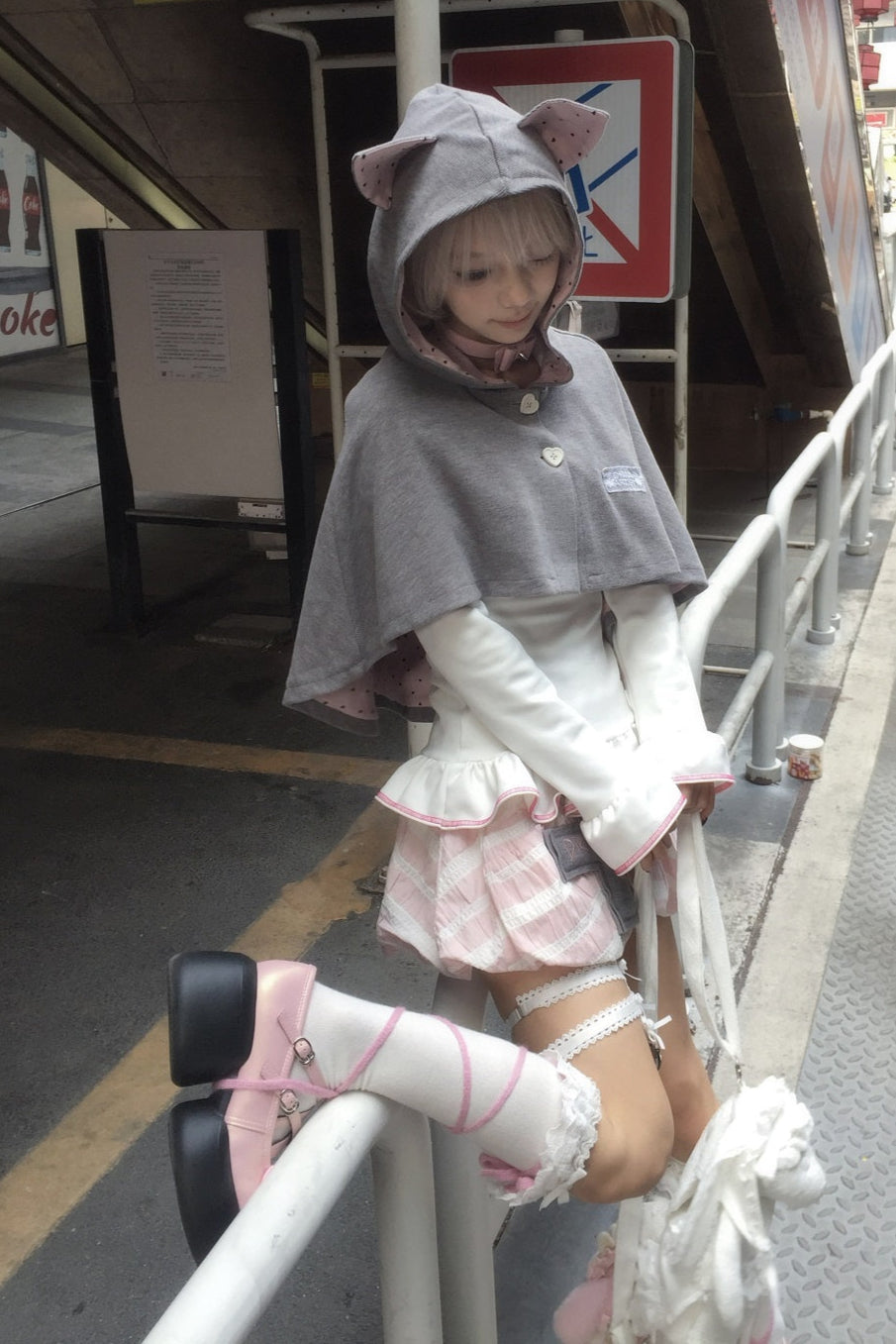 Pink Cat Ear Poncho Coat