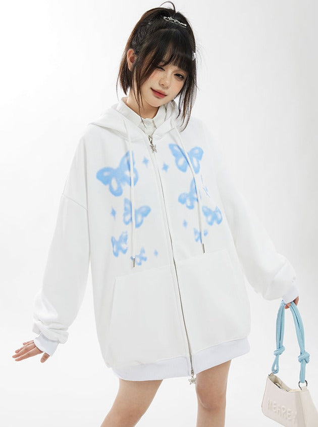 Bag Lace-up Butterfly Over Hooded Hoodie