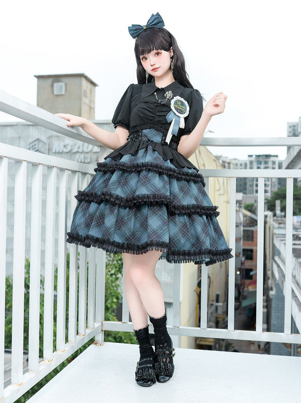Ruffle Shirt + Check Idol Dress