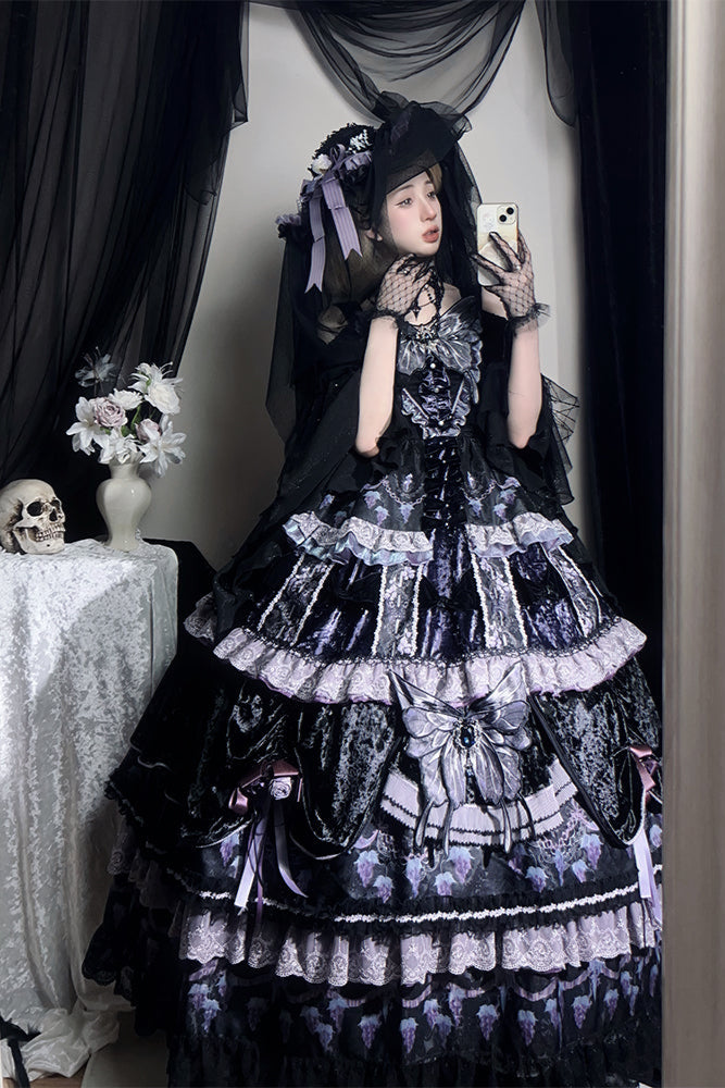 Dusk Manor Grape Kula Lolita Dress + Hat + Accessories