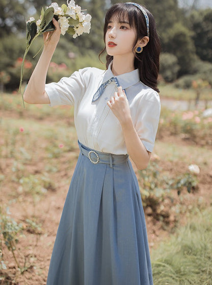 China shirt + retro skirt