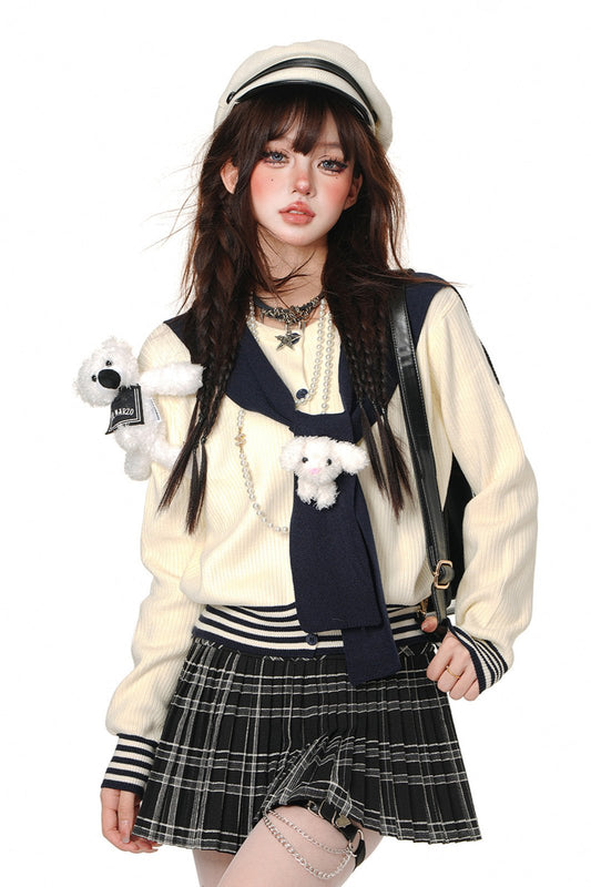 プレッピースキニーニットカーディガン