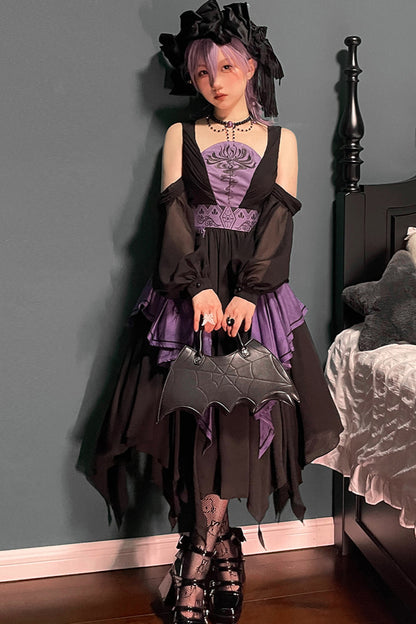 Witch Dark Cherry Love Lolita Dress + Necklace + Chain + Wrist Sleeve