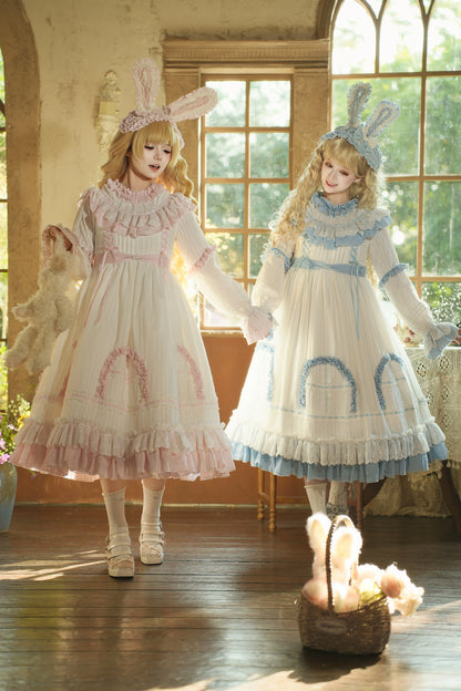 ラビットツインピンクロリータドレス+ラビットヘアバンド