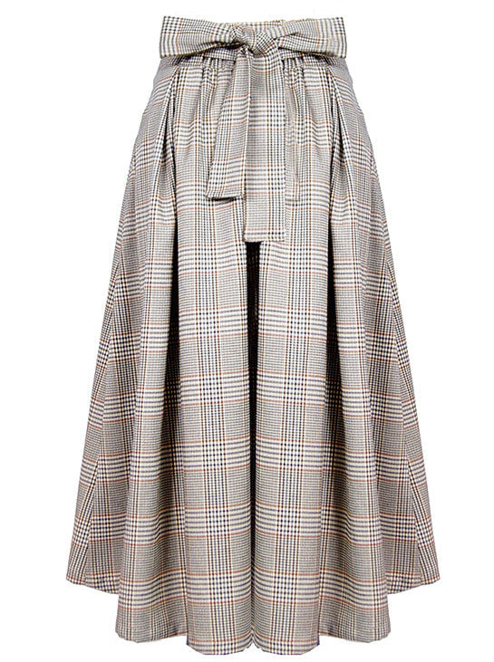 British Retro College Style Check Tweed Skirt