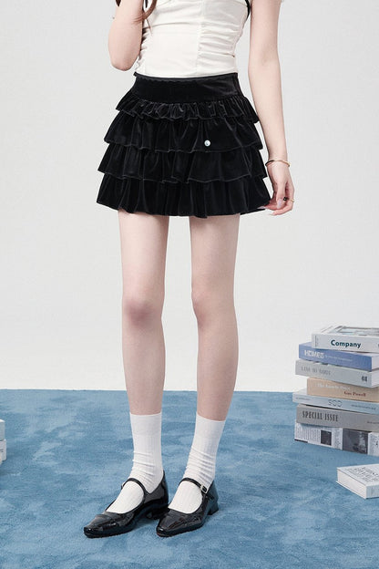 Black Multi-Layer Cake Skirt