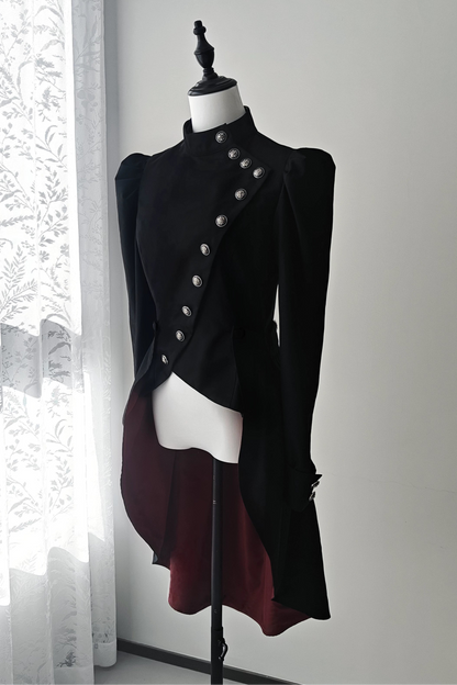 【9月28日予約締切】Gothic Prince Stand Collar Asymmetric Coat Jacket With Train