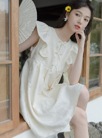 Ribbon France Flying Sleeve Dress